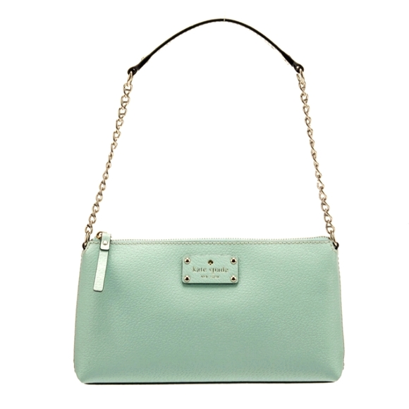 EUC 💎 Kate Spade Wellesley Byrd Mint Green Pebbled Leather Handbag - Picture 3 of 16
